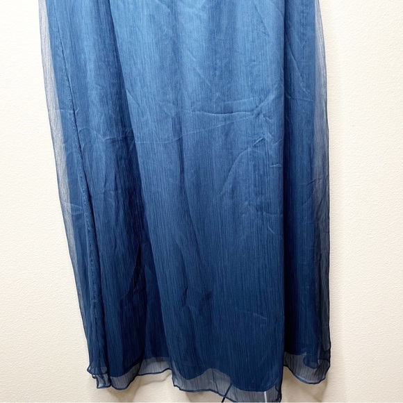 Anthropologie BHLDN Brigitte Chiffon Maxi Dress Gown Navy Blue - Picture 4 of 9